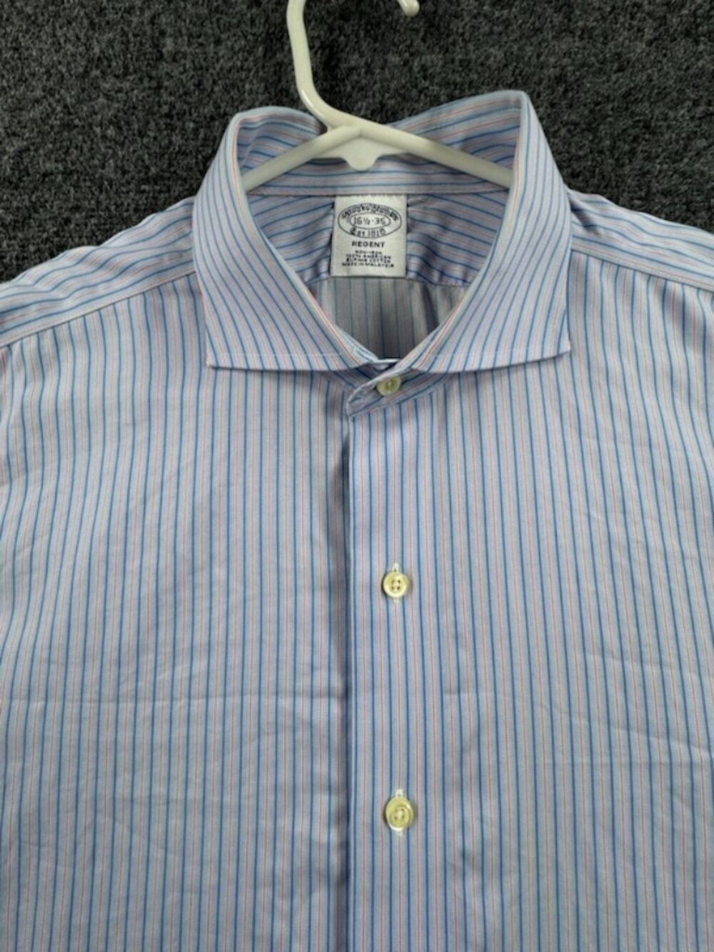 Brooks Brothers Supima Cotton Blue Men 16.5 35 Non-Iron Striped Regent Shirt